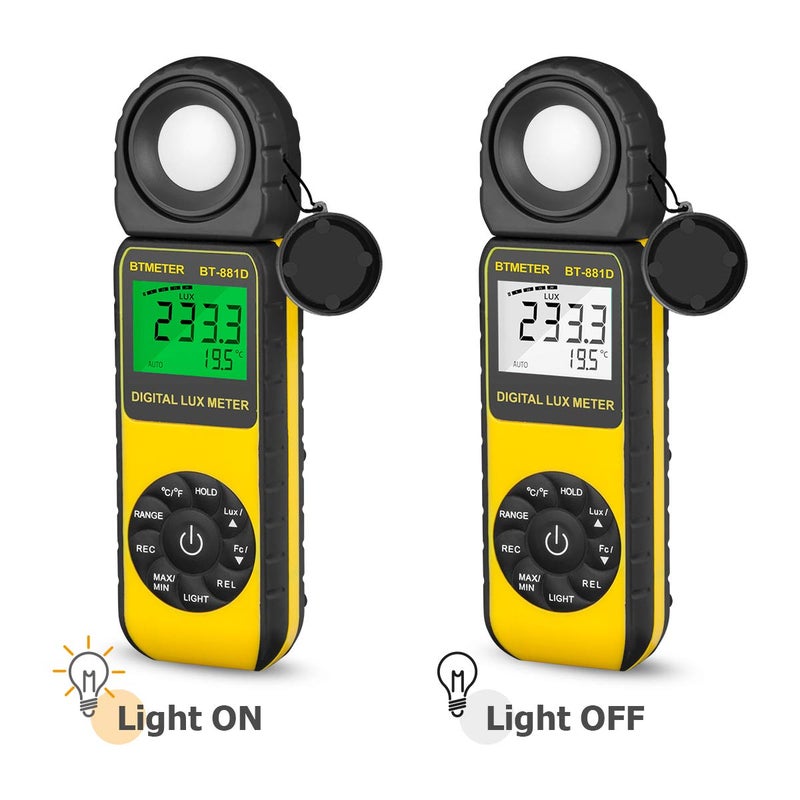 BTMETER BT-881D Digital Illuminance Light Meter, Measure Lights 0.01~400,000 Lux (0.01~40,000 FC) Foot Candles Luxmeter with 270Âº Rotated Sensor for Plants LED Lights Indoor Outdoor Light Tester - Image 3
